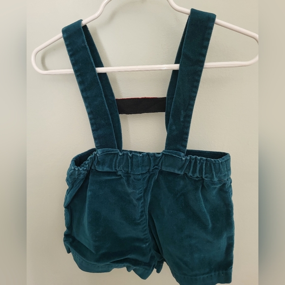 IMP Vintage Green Shorts Romper Overall Embroidered Toddler 2T Velvet St Patty's - Picture 3 of 8
